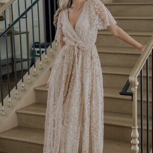 Baltic Born Marseille Embossed Maxi Dress | Champagne Size LL